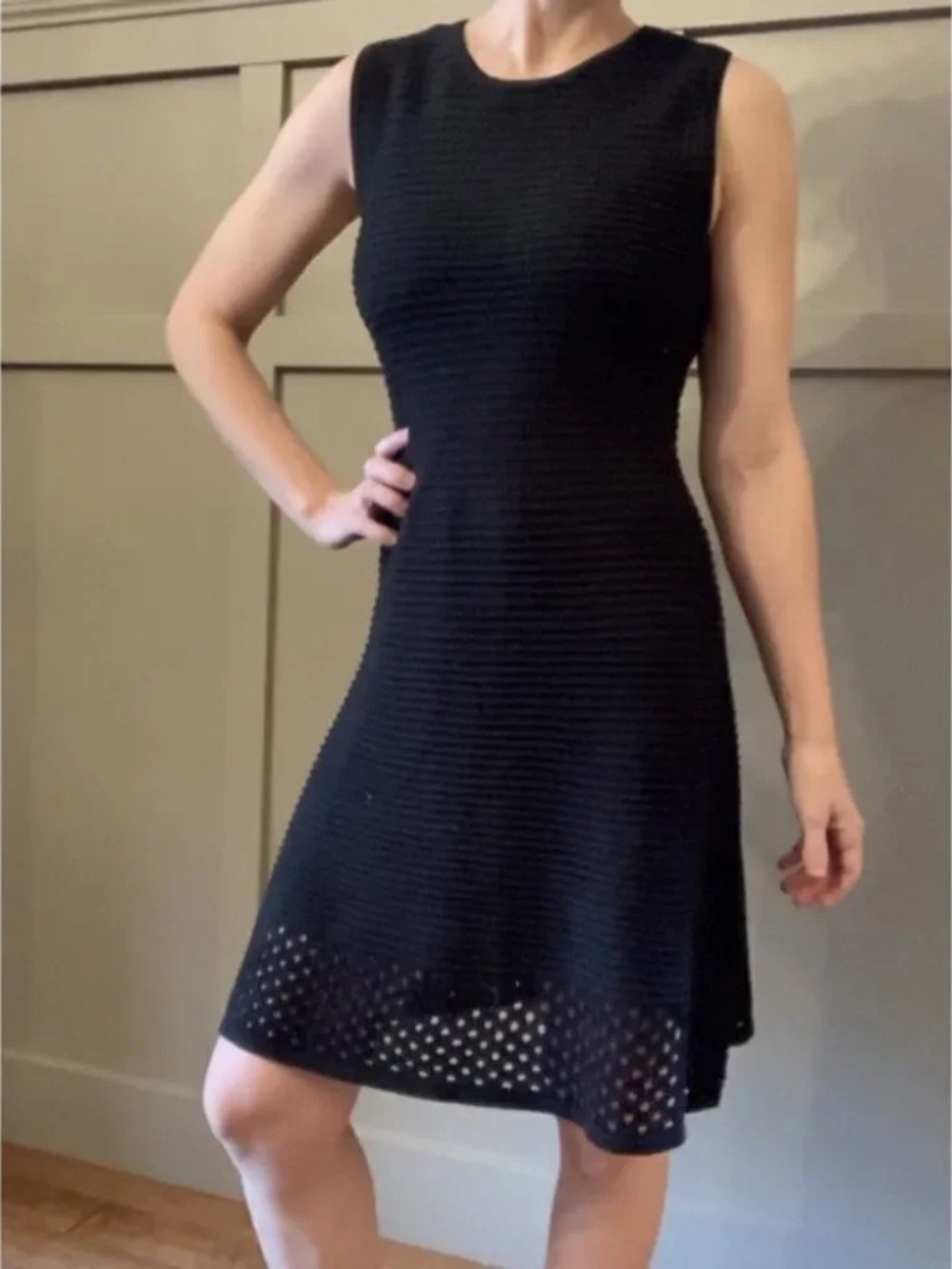 BB Dakota Black Ribbed Wool Blend Knit Sleeveless Dress Size Medium